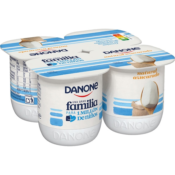 YOGUR DANONE NATURAL AZUCARADO SIN GLUTEN PK-4 120GRS