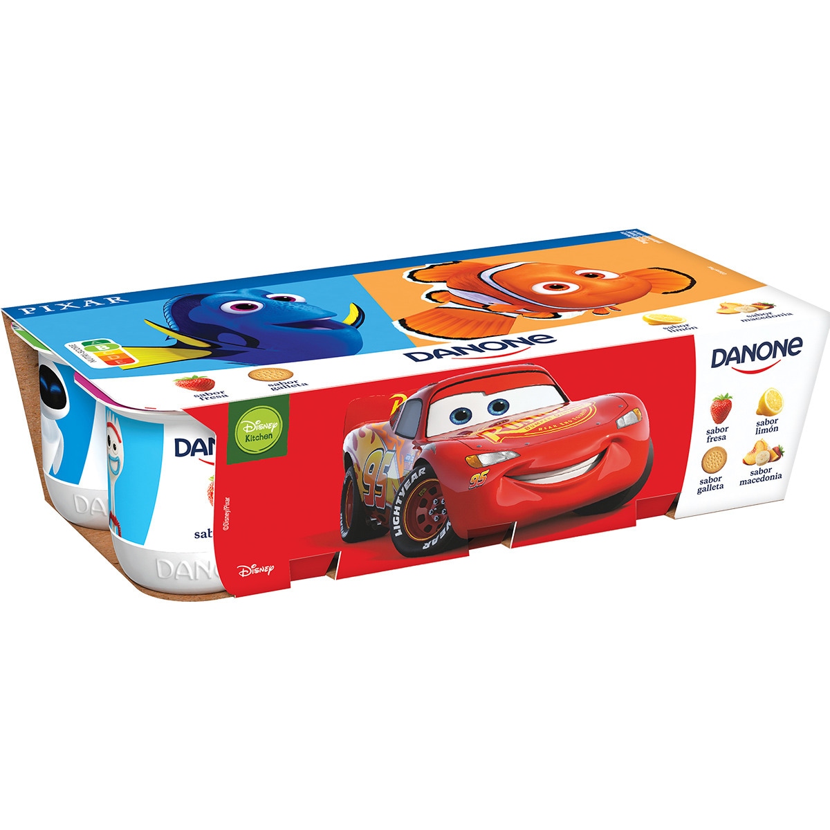 YOGUR DANONE SABOR FRESA, MANGO, LIMA Y GALLETAS SIN GLUTEN PK-8 120GRS