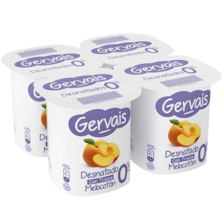 YOGUR GERVAIS DESNATADO 0% CON MELOCOTON PK-4 120GRS