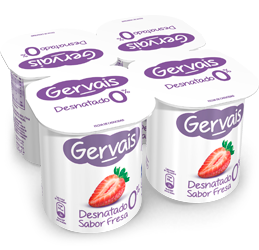 YOGUR GERVAIS DESNATADO 0% SABOR FRESA PK-4 120GRS