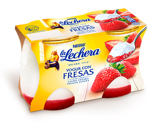 YOGUR LA LECHERA CON FRESAS PK-2 125GRS