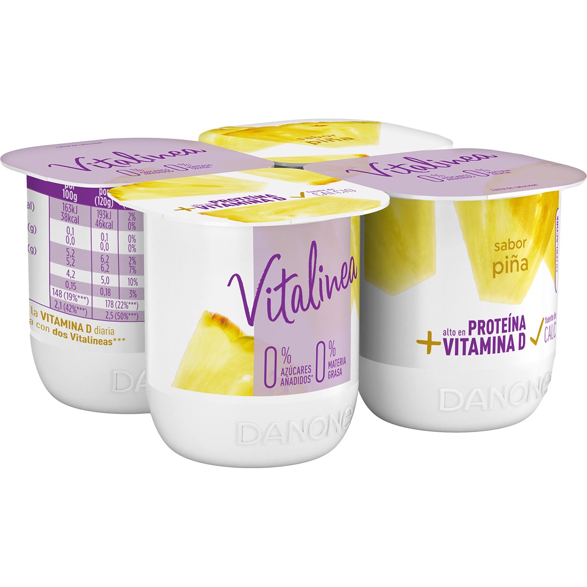 YOGUR VITALINEA 0% SABOR PIÑA PK-4 120GRS