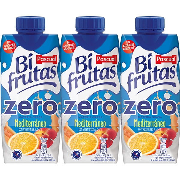 ZUMO BIFRUTAS LECHE+ZUMO MEDITERRANEO ZERO PK-3 330ML