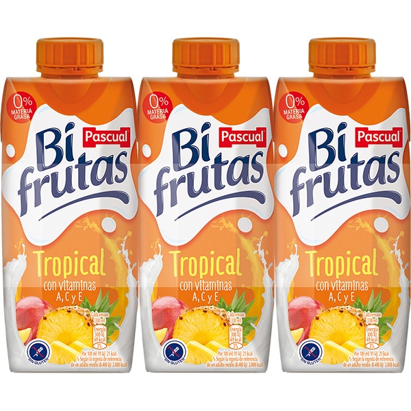 ZUMO BIFRUTAS LECHE+ZUMO TROPICAL PK-3 330ML