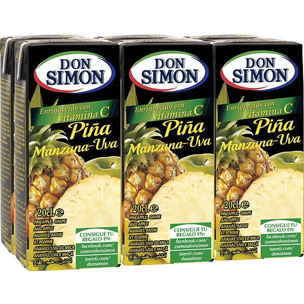 ZUMO DON SIMON PIÑA MANZANA Y UVA BRIK PK-6 200ML